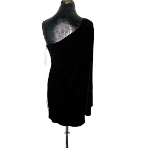 Laundry by Shelli Segal Black One-Shoulder Mini Dress Size 4 NWT $295 Nordstrom - Picture 2 of 8